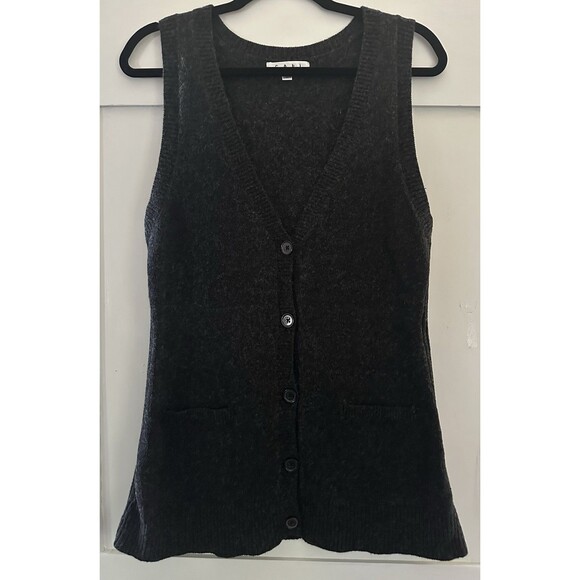 Cabi Charcoal Gray Wool Blend Button Down Cardigan Sweater Vest w/Pockets Size M - Picture 1 of 6